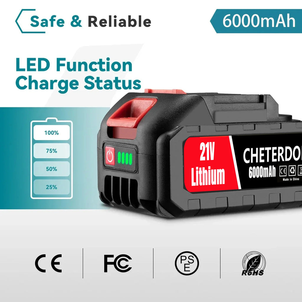 21V Rechargeable Lithium Battery High Capacity Cordless Elec