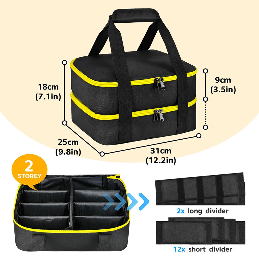 Portable Double Layer Battery Storage Bag Fit DEWALT 20V Lit