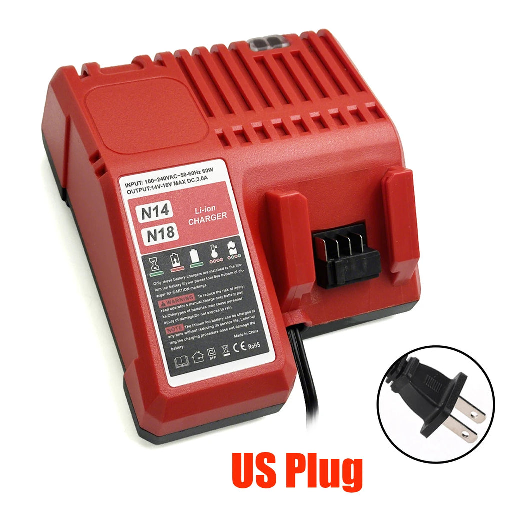 Rapid Replacement Charger for Milwaukee 14V/18V Li-Ion Battery Compatible with 18V Power Tools