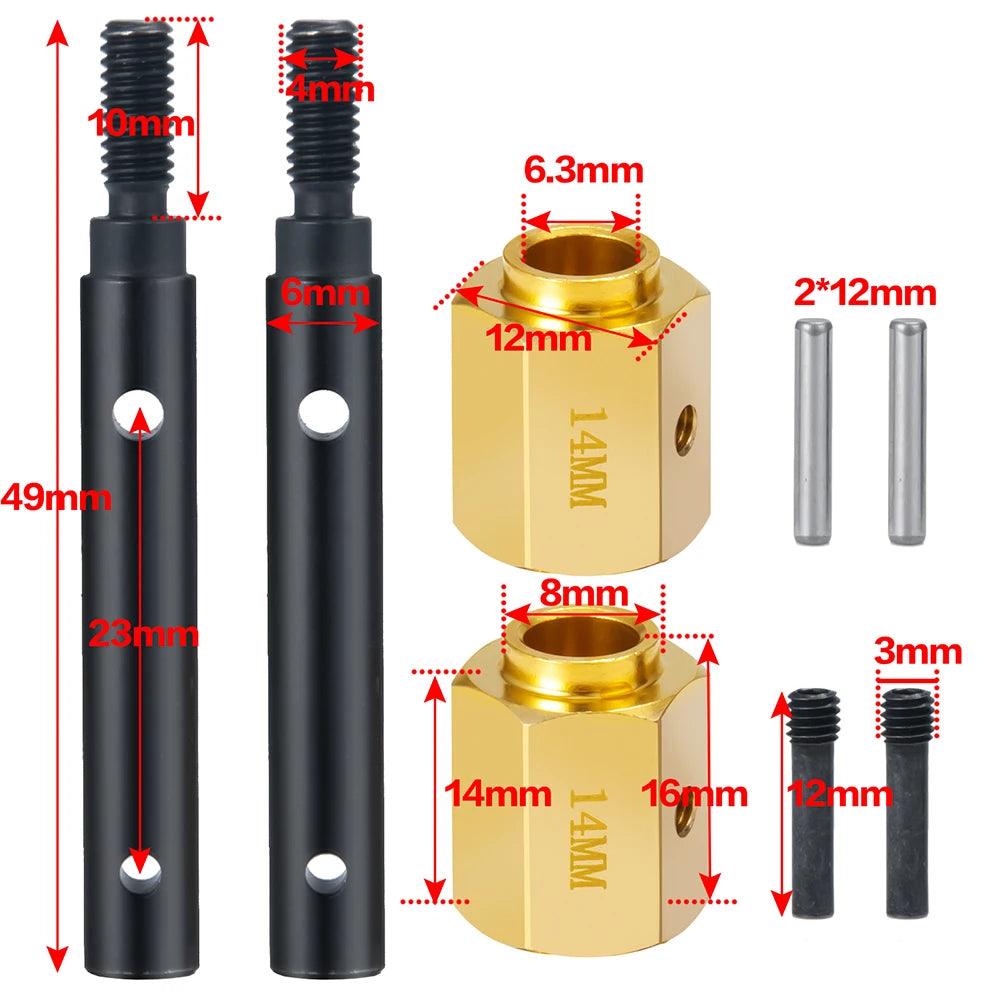 AXSPEED Metal Portal Stub Axle Drive Gear Shaft & Wheel Hex Adapter for TRX-4 TRX4 1/10 RC Crawler Car Upgrade Parts