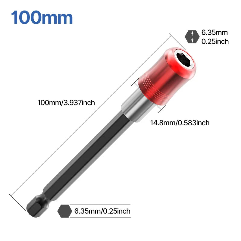 LIDIAO Magnetic Hex Bit Extension Bar Hexagonal Handle Red Three Piece Set Quick Release Self-locking Extension Rod Screwdriver