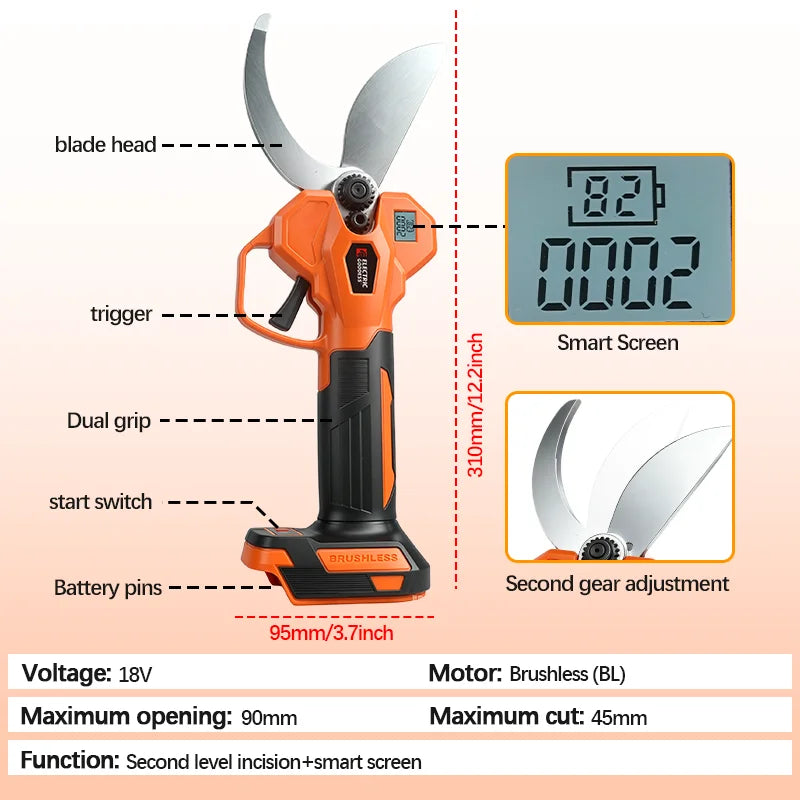 Brushless Electric Scissor Garden Trimmer 45mm Cutting Diame