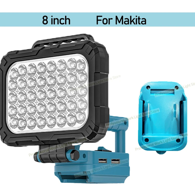 Power Tool Parts For Makita For Milwaukee For Dewalt 18V Battery LED Work Lights Outdoor Lamp Hand Lantern Spotlight USB Charger