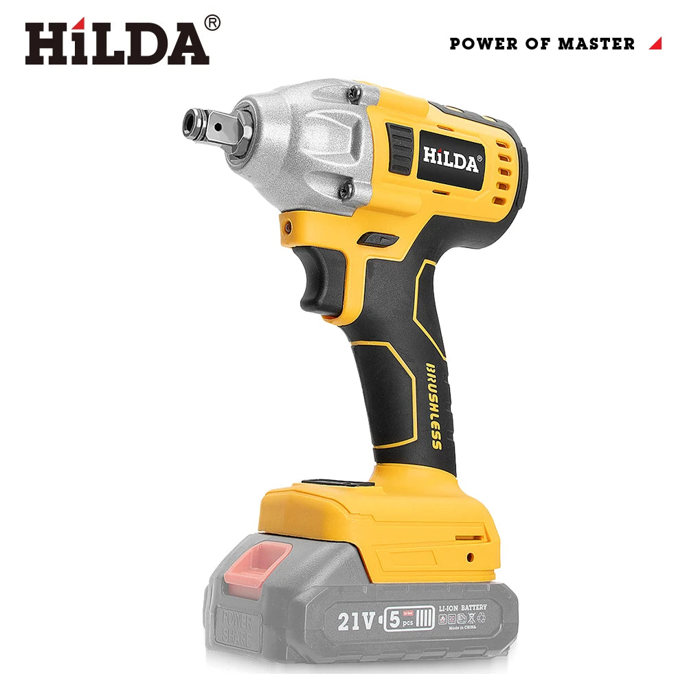HILDA 1/2 Brushless Impact Wrench 1200N.m High Torque Electric Wrench Power Tool for Scaffolding Tire Repair For Makita Battery