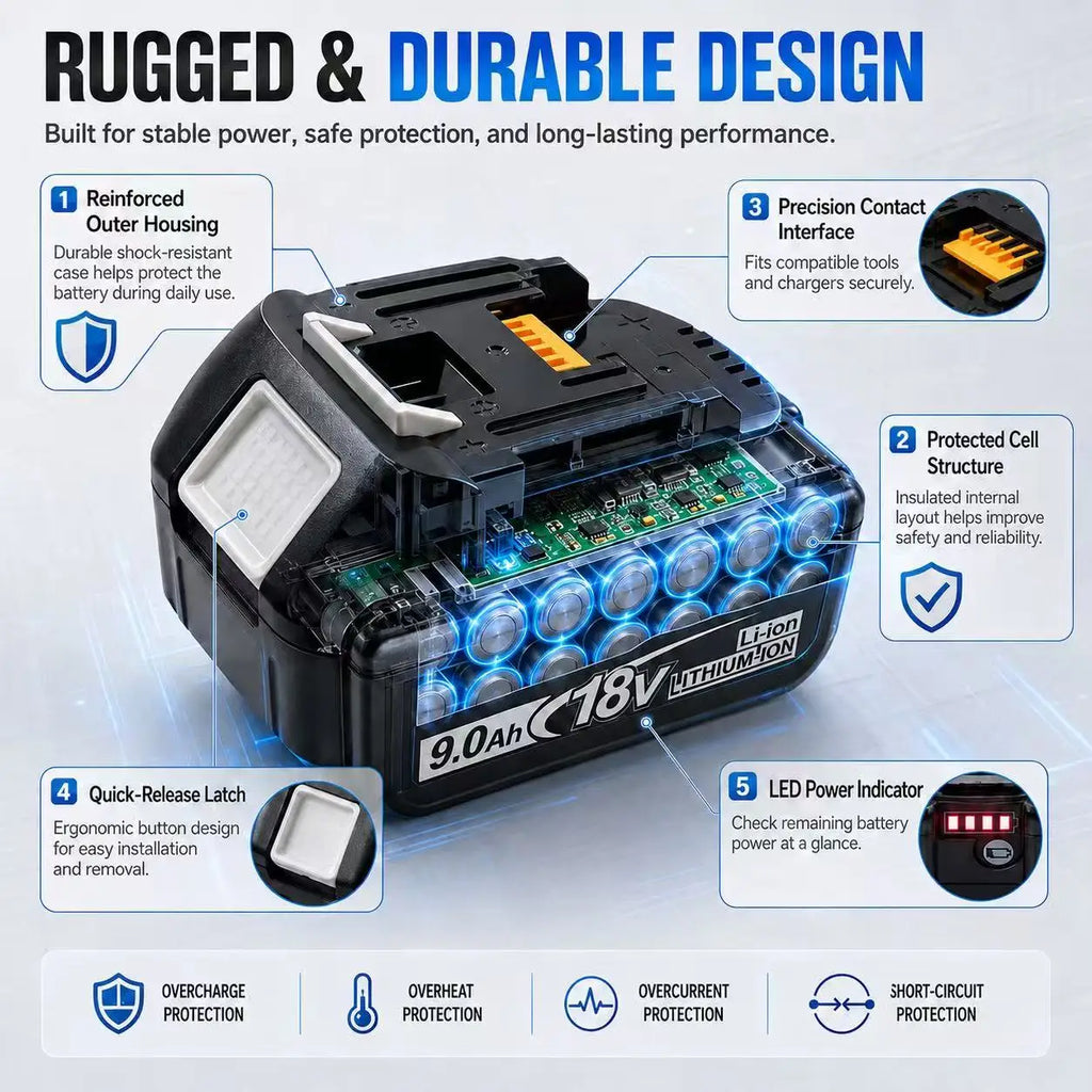 For Makita18V 9.0Ah Li-ion Replacement Battery BL1860B BL186