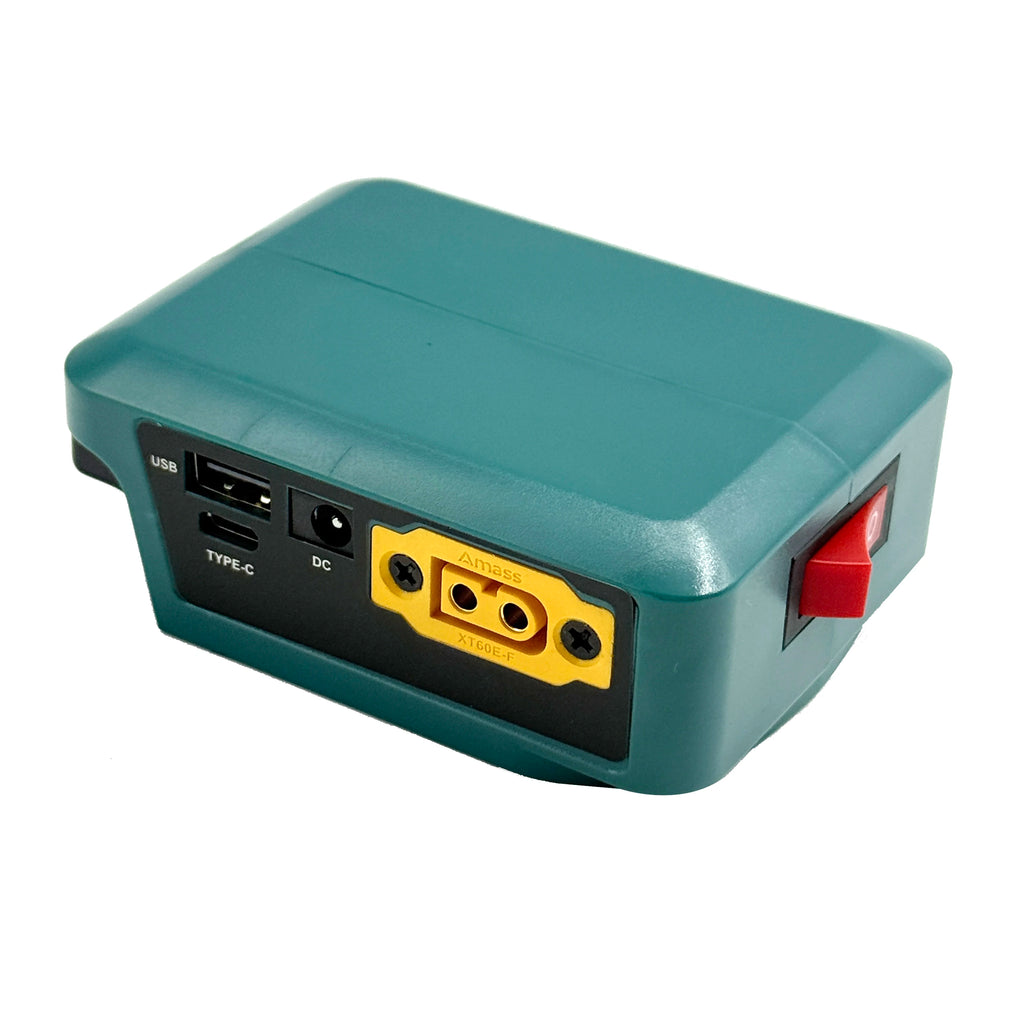 Power Bank for Makita/Dewalt/Milwaukee 18V Lithium Batteries Dual Charging & 9-30V DC/XT60/USB-C with Digital Display