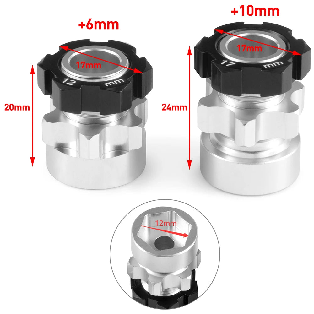 TRINOOD 4PCS Aluminum 12mm to 17mm Extended Adapter 12mm Hex