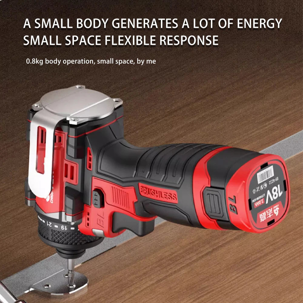 New 18V 80N.m Brushless Cordless Electric Drill Power Tool -