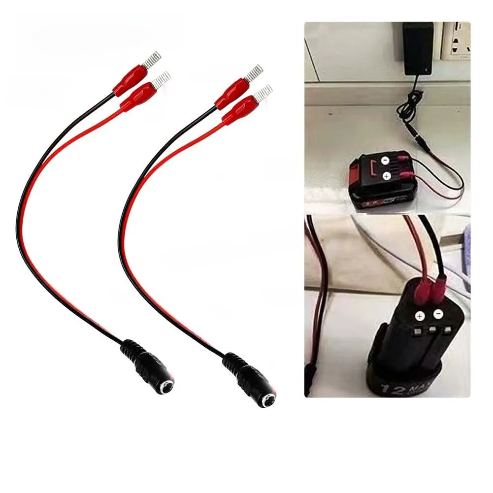 2pcs Power Tool Battery Charger Cable 5.2x2.1/5.5x2.5mm DC C