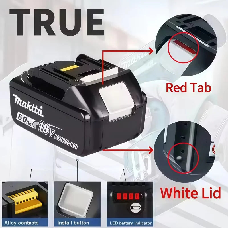 100% Original Makita 18V 6.0Ah Rechargeable Battery For Maki