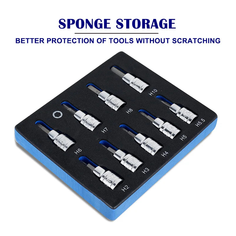 3/8 Inch Hex Bit Socket Set Sturdy Allen Key Sockets Profess