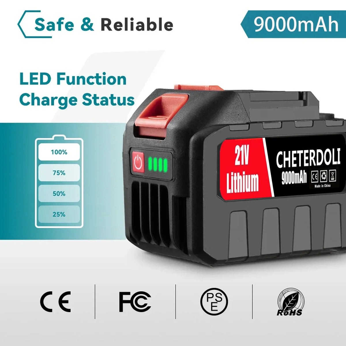 21V Rechargeable Lithium Battery High Capacity Cordless Elec
