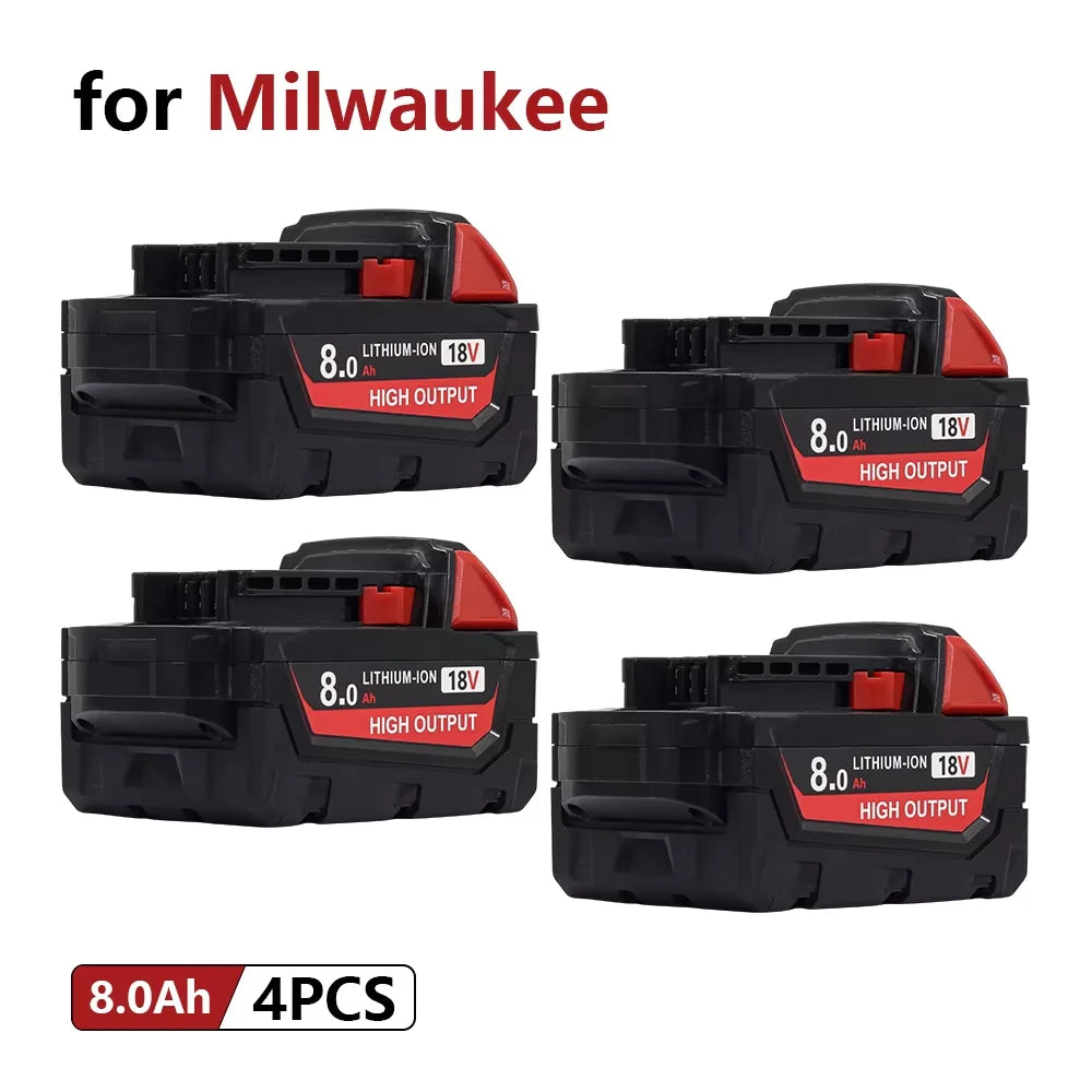 8.0Ah Replacement Battery Compatible with Milwaukee M18 18V 48-11-1850 48-11-1880 Li-ion Rechargeable Battery Pack for Power Tools