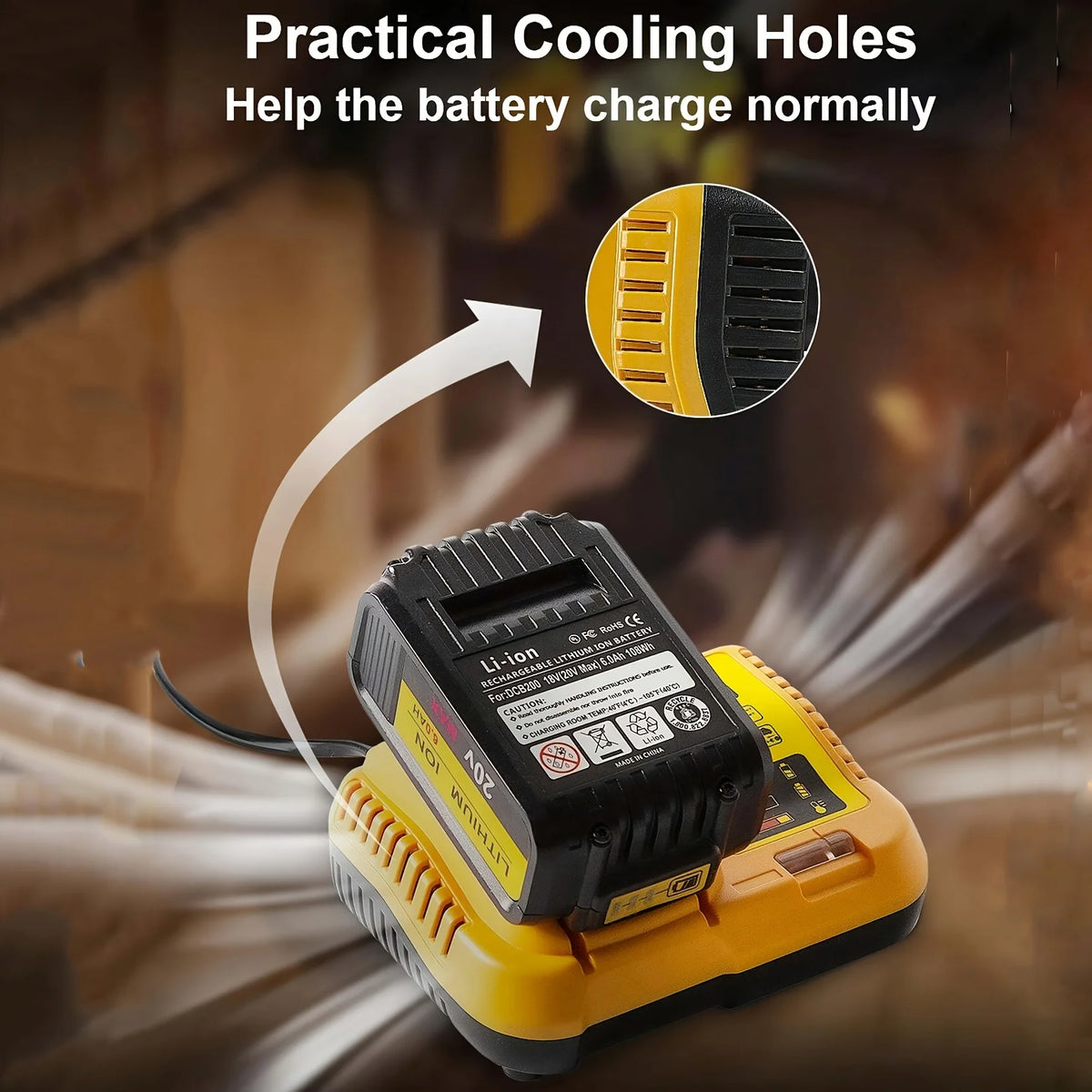 Fast battery charger for Dewalt 12V/20V compatible with 12V 