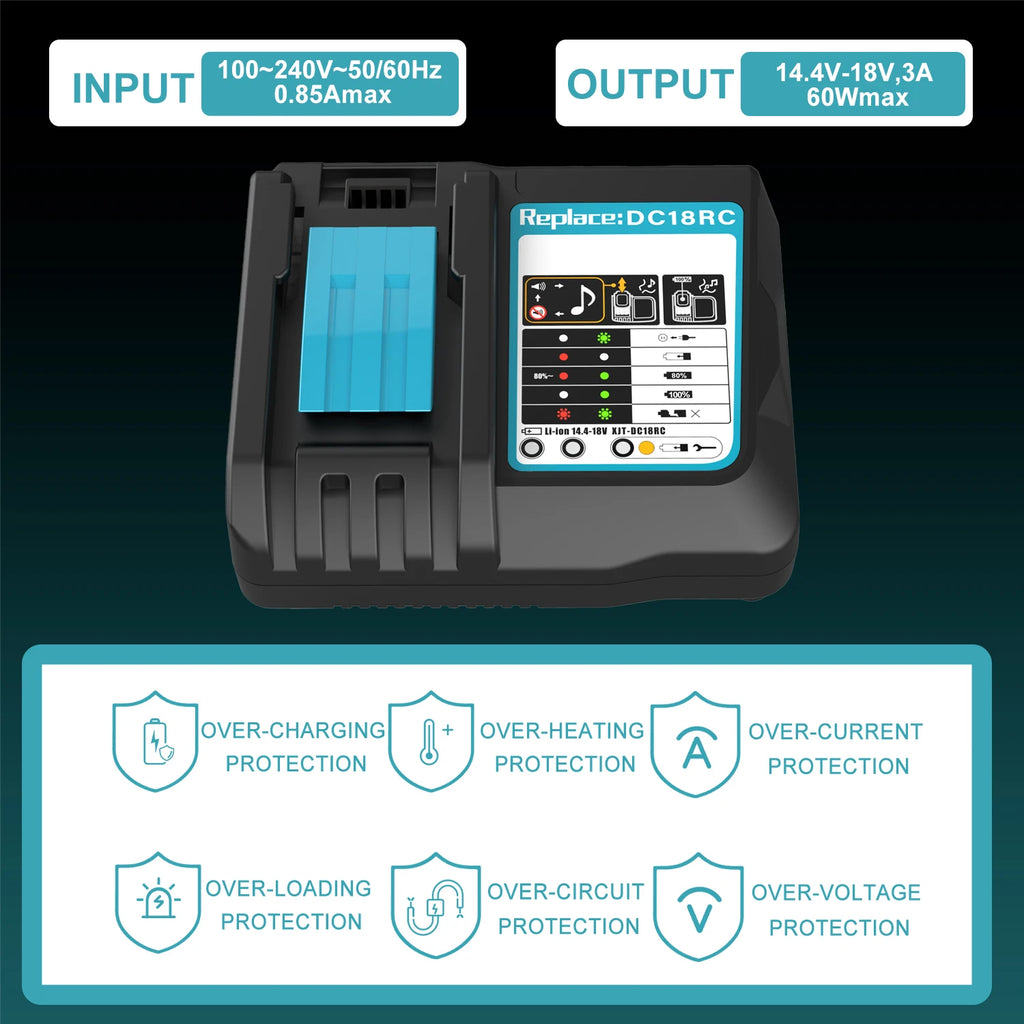 DC18RC Li-ion Battery Charger for Makita 18V BL1830 BL1815 1
