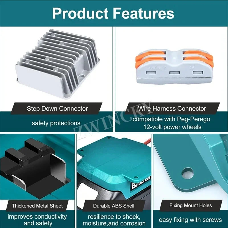 18V to 12V Step-Down Converter for Makita 18V for Power Whee