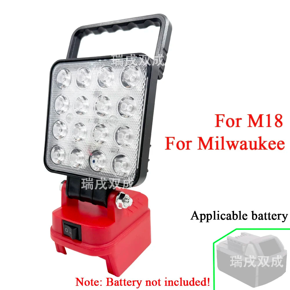Power Tool Parts for Makita for Milwaukee for Dewalt 18V 20V Li-ion Battery 4 Inch 16 LED Work Lights Lamp Spotlight USB Charger