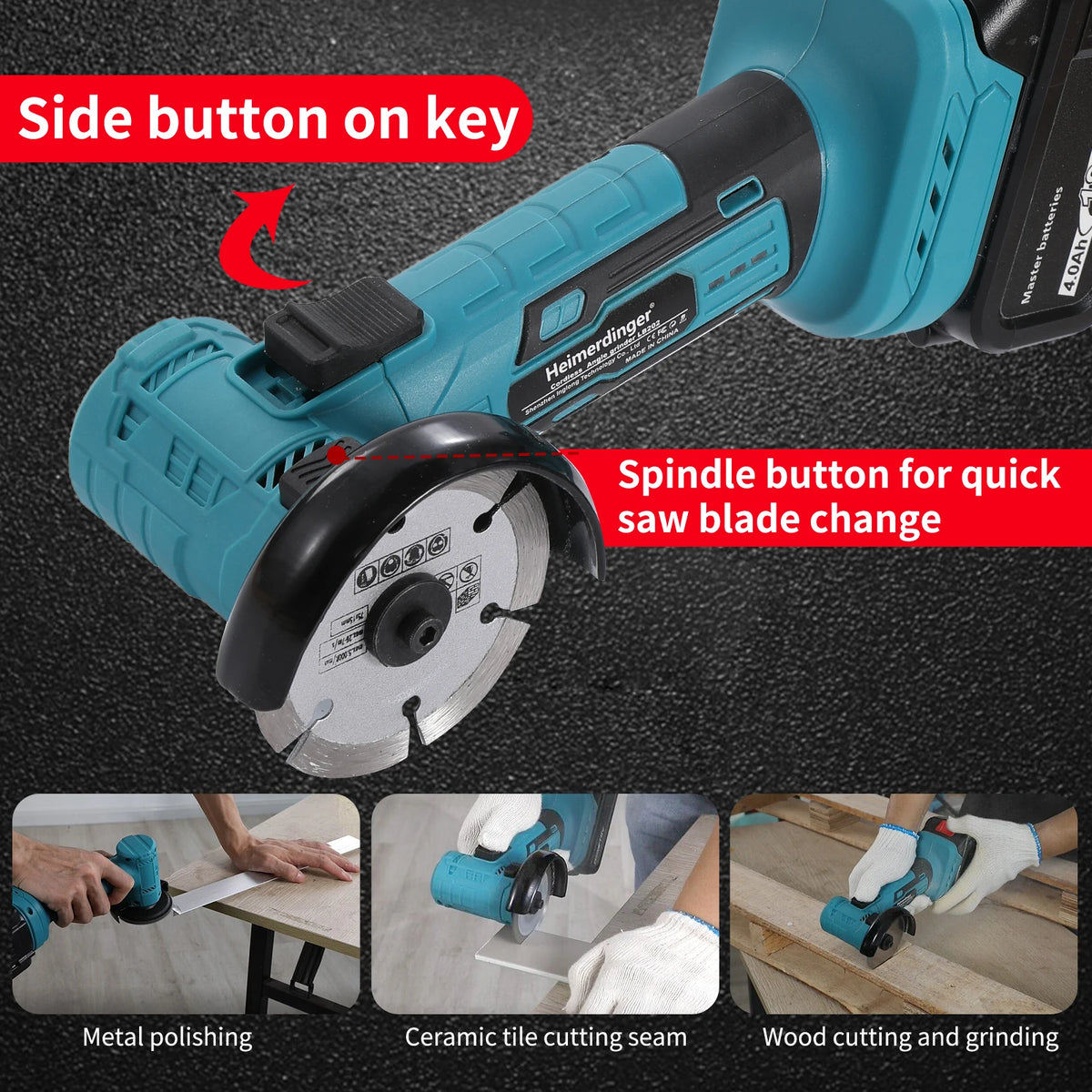 Heimerdinger 18V Brushless Mini Angle Grinder Kit Cordless G