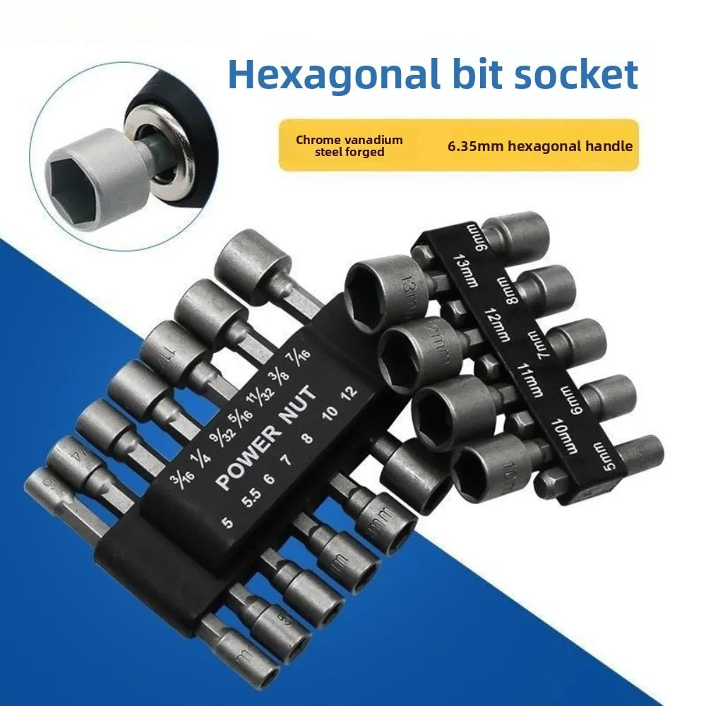 Powerful Socket Wrench Drill Bit Nut Driver Set 1/4 Shank He