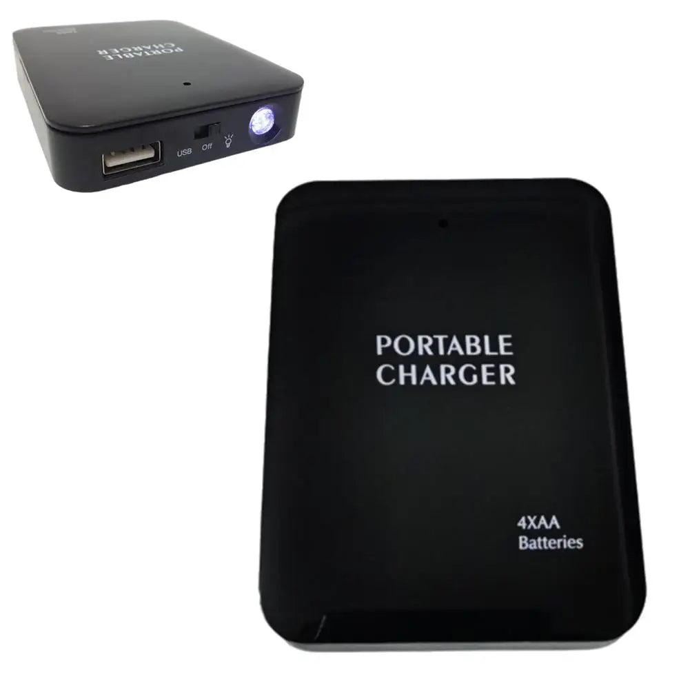 4 AA Portable Charger USB Battery Power Bank LED Light Outdo