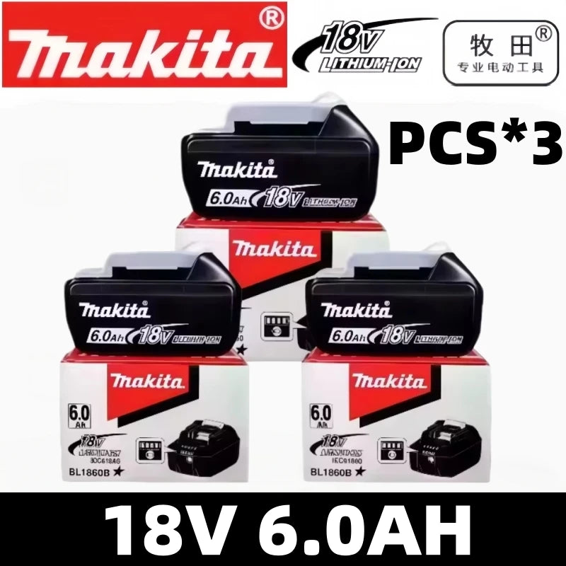 Original Makita 18V 6.0Ah Rechargeable Battery For Makita BL1830 BL1830B BL1840 Power Tools Battery+electric drill+charger