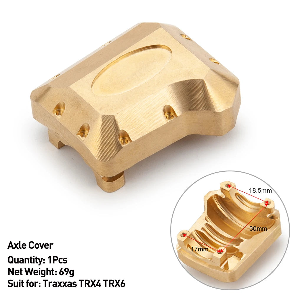 AXSPEED Heavy Brass Counterweight Portal Axle Housing Diff Cover Bumper Mount for 1/10 RC Crawler Car TRX4 TRX6 Parts