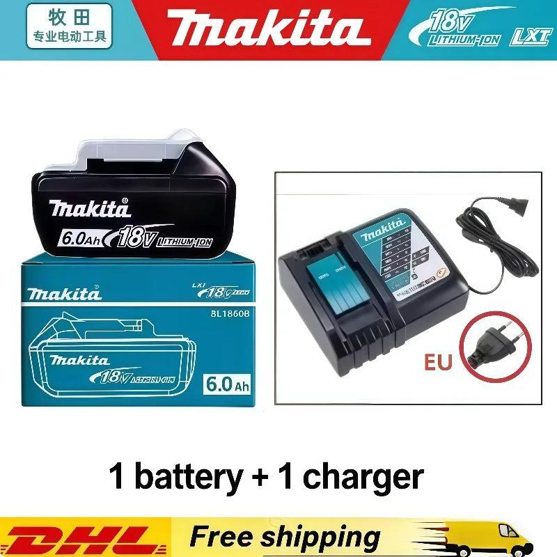6Ah 100% Original Makita 18V Battery BL1860B Rechargeable Lithium-Ion Battery for Makita 18V Power Tools Replace the Battery.