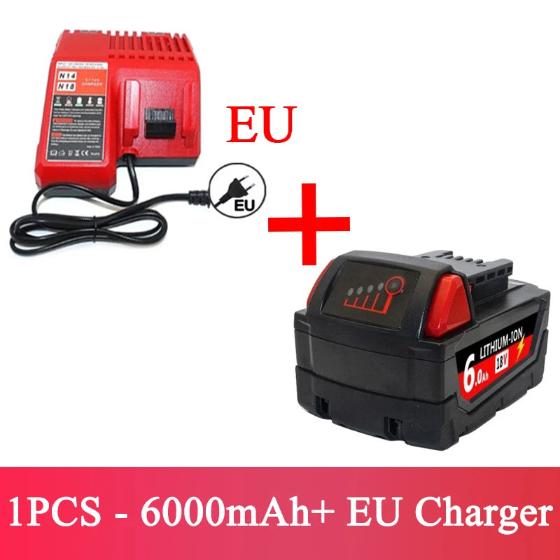 For Milwaukee M18 Power Tool Battery Charger BR XC 18V Milwaukee M18B5 48-11-1860 Built-in 18650 Battery 6.0Ah/9.0Ah/12.0Ah