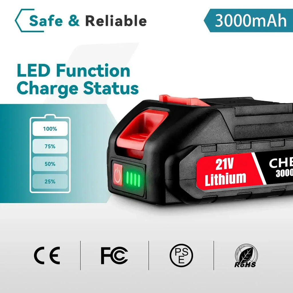 21V Rechargeable Lithium Battery High Capacity Cordless Elec