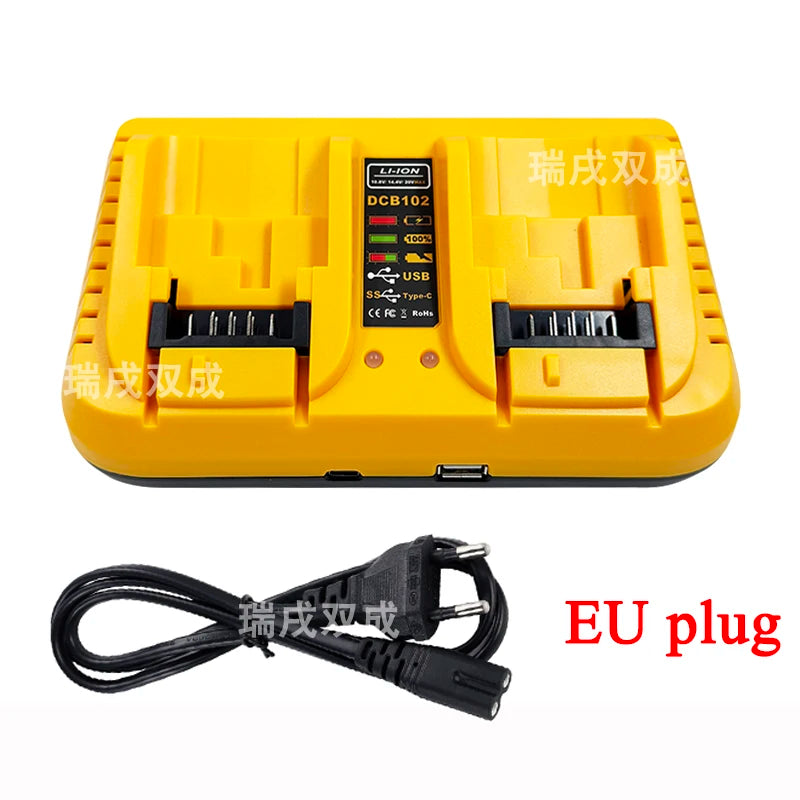 DCB102 Power Tool Lithium Battery 3A Double Charger For DeWalt 10.8V 12V 14.4V 20V DCB200 DCB203 DCB118 DCB105 DCB107 DCB112