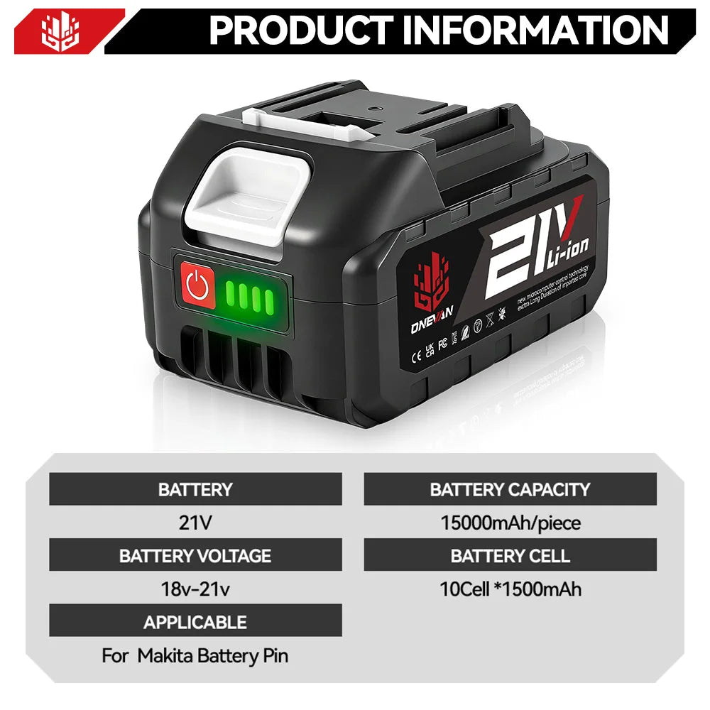 ONEVAN 15000mAh 22500mAh Lithium Ion Battery Rechargeable Ba