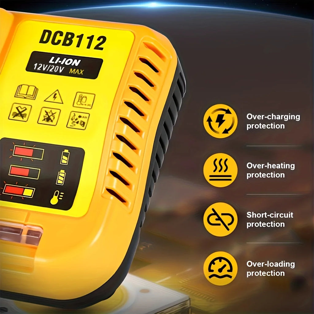Fast battery charger for Dewalt 12V/20V compatible with 12V 