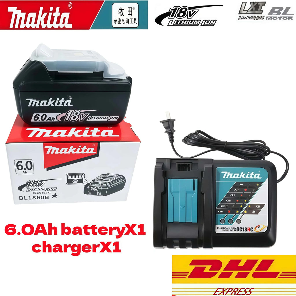 Original Makita 18V BL1860 6Ah Lithium Battery Power Tool Battery Replacement LXT BL1850B BL1840 18V Screwdriver with Battery MA