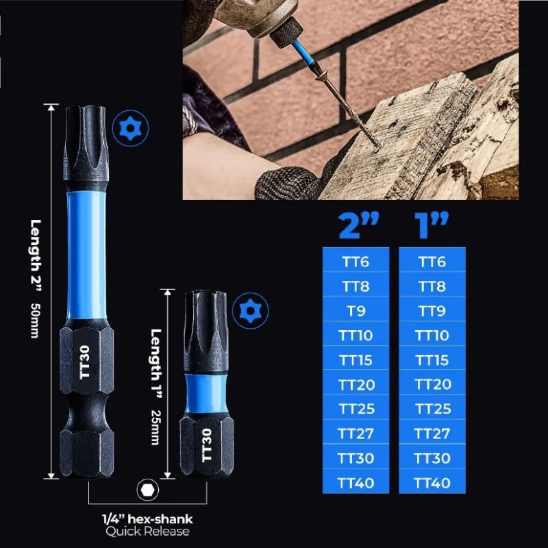 21/10PCS Star Impact Drill Bit Set S2 Steel Hex Head Shank M