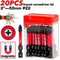 10/15/20 Piece Set of Pz2 Impact Screwdriver Bits S2 Steel Material 2inch (50mm) Pz2 Electric Screwdriver Bit Set Red Durable Storage Box Suitable for Electric Drills / Impact Drivers