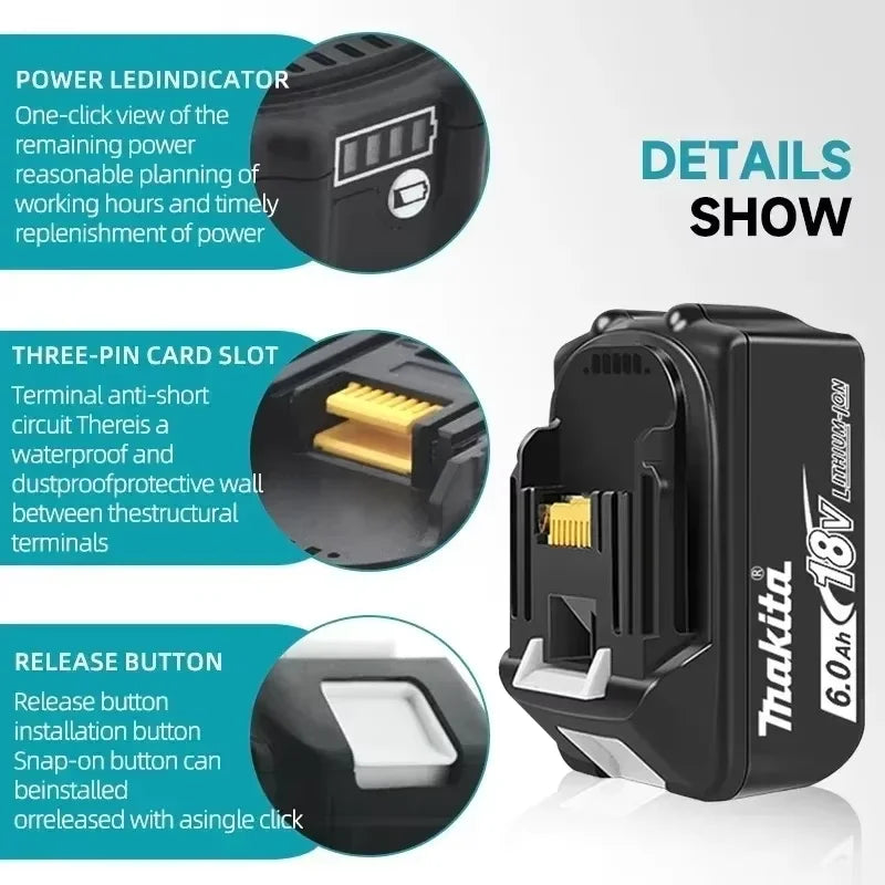 100% Original Style 18V 6.0Ah Rechargeable Battery Use Power