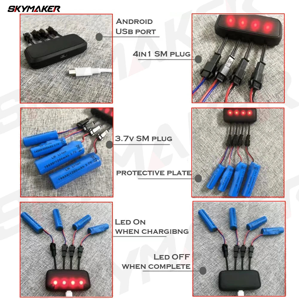 Lipo Battery 1s 3.7v USB Charger Cable JST MX2.0 SM-2P For S
