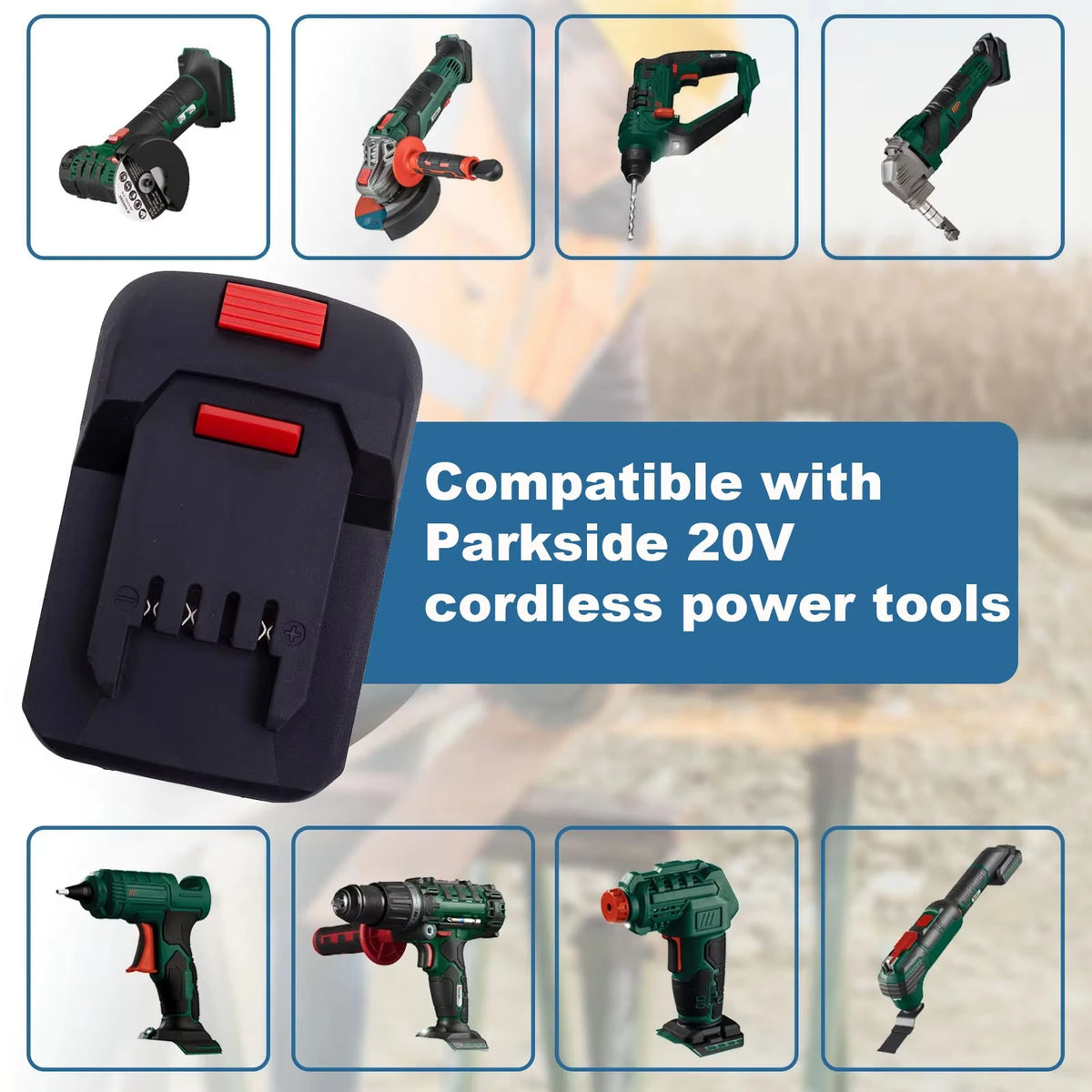 Adapter for Lidl Parkside X20V Li-ion tools TO for Milwaukee