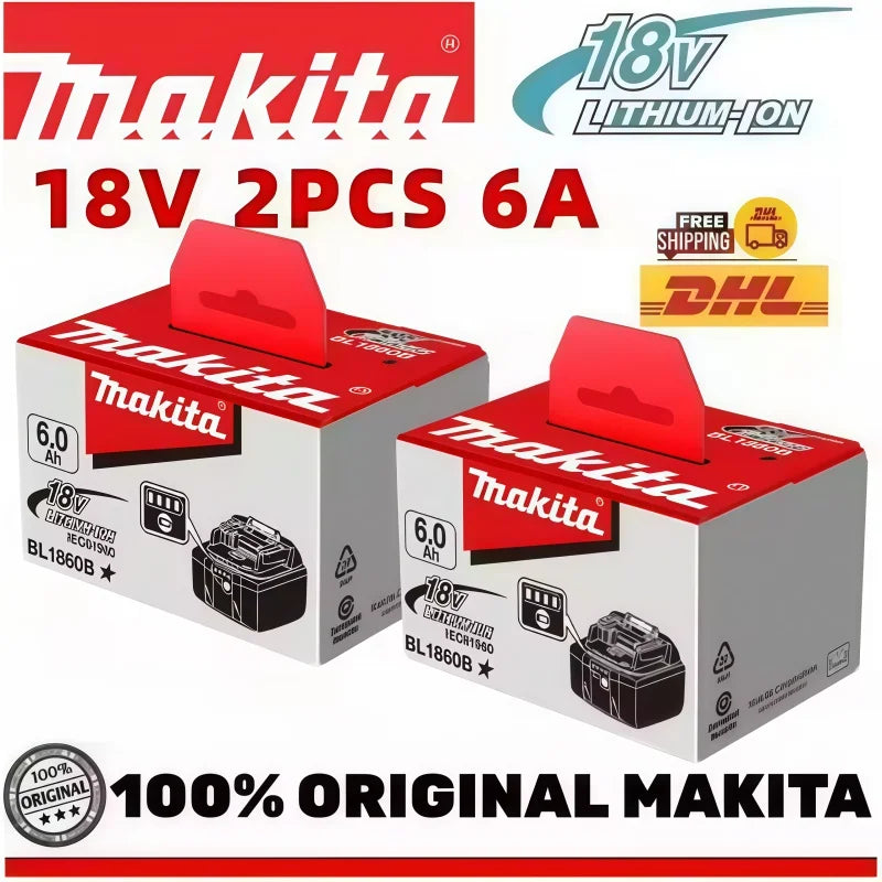 100% Original Makita BL1860B 18V 6.0Ah Battery with LED Powe