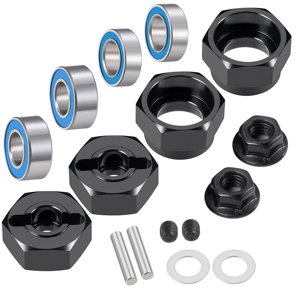 TRINOOD 4Pcs Alu 12mm Hex Wheels Rims Hub Adapter with Beari