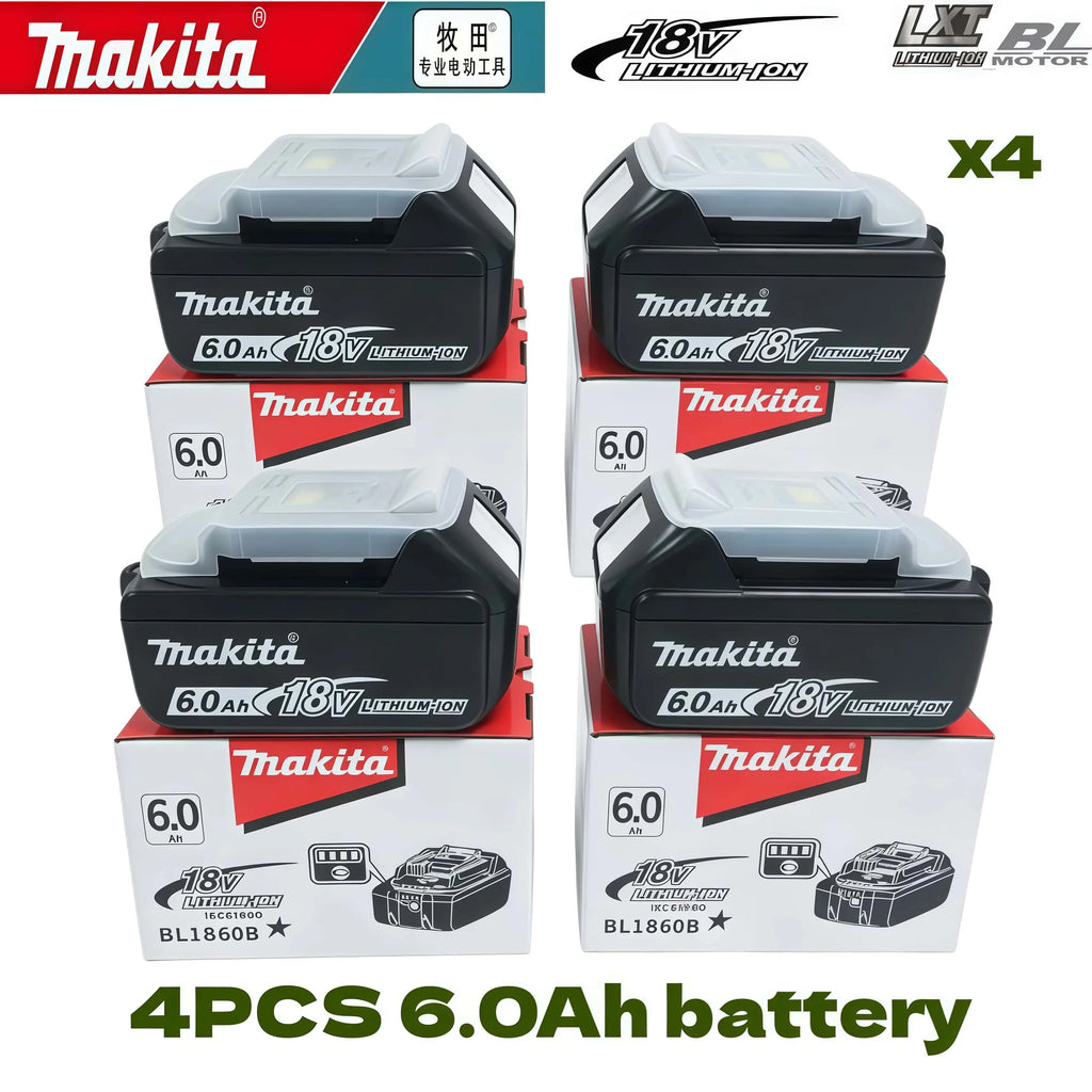 Original Makita 18V Battery 6.0Ah Rechargeable Lithium Rib Battery Replace Makita L1840B L1850B L1860B Power Tool Battery