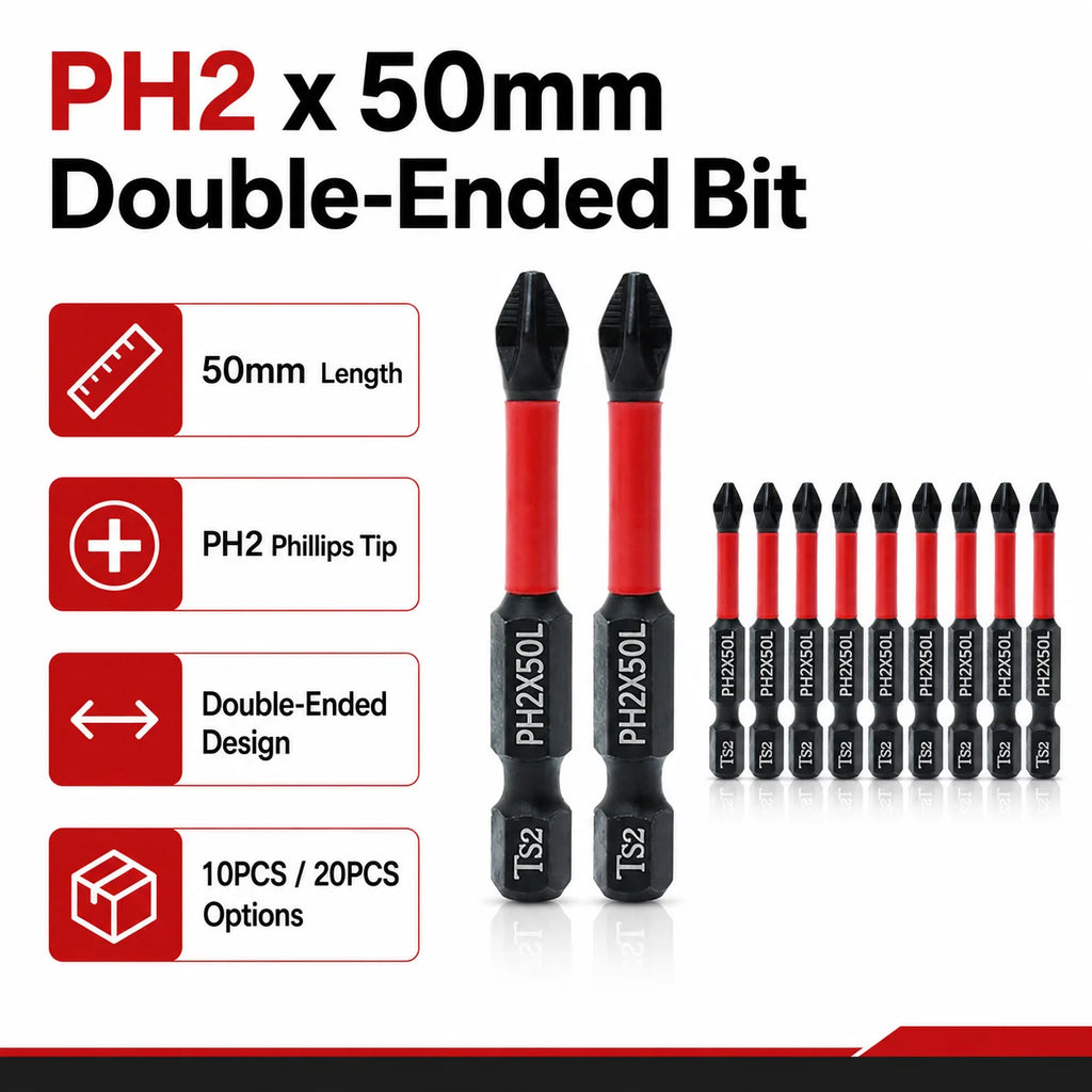 10 20pcs Magnetic PH2 Screwdriver Bits Set 50mm S2 Steel Imp