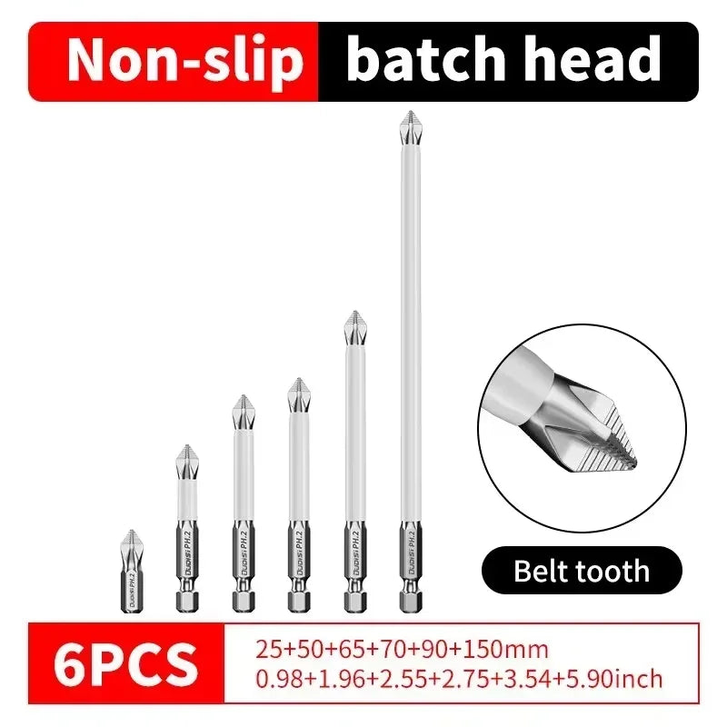 6/12PCS Magnetic Screwdriver Bit Set 1/4 Inch PH2 Anti-Slip 