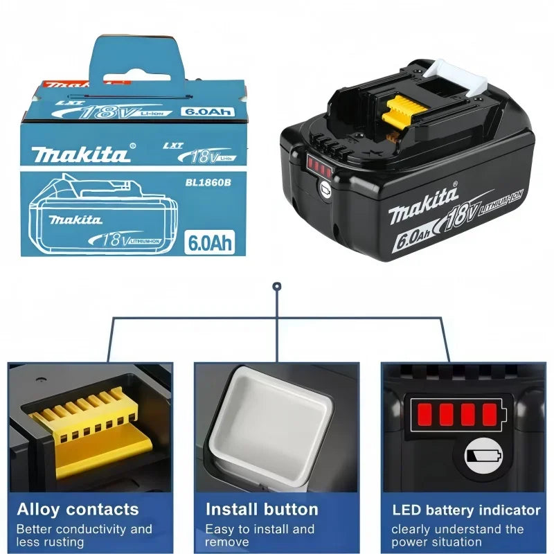 100% Original 6AH Makita BL1860 18V Battery Power Tools Li-i