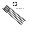 4Pc 1/4inch Hex Shank 100mm Long Screwdriver Bits Set For Torx / Hexagon / Cross / Slotted Hand Tool Alloy Steel