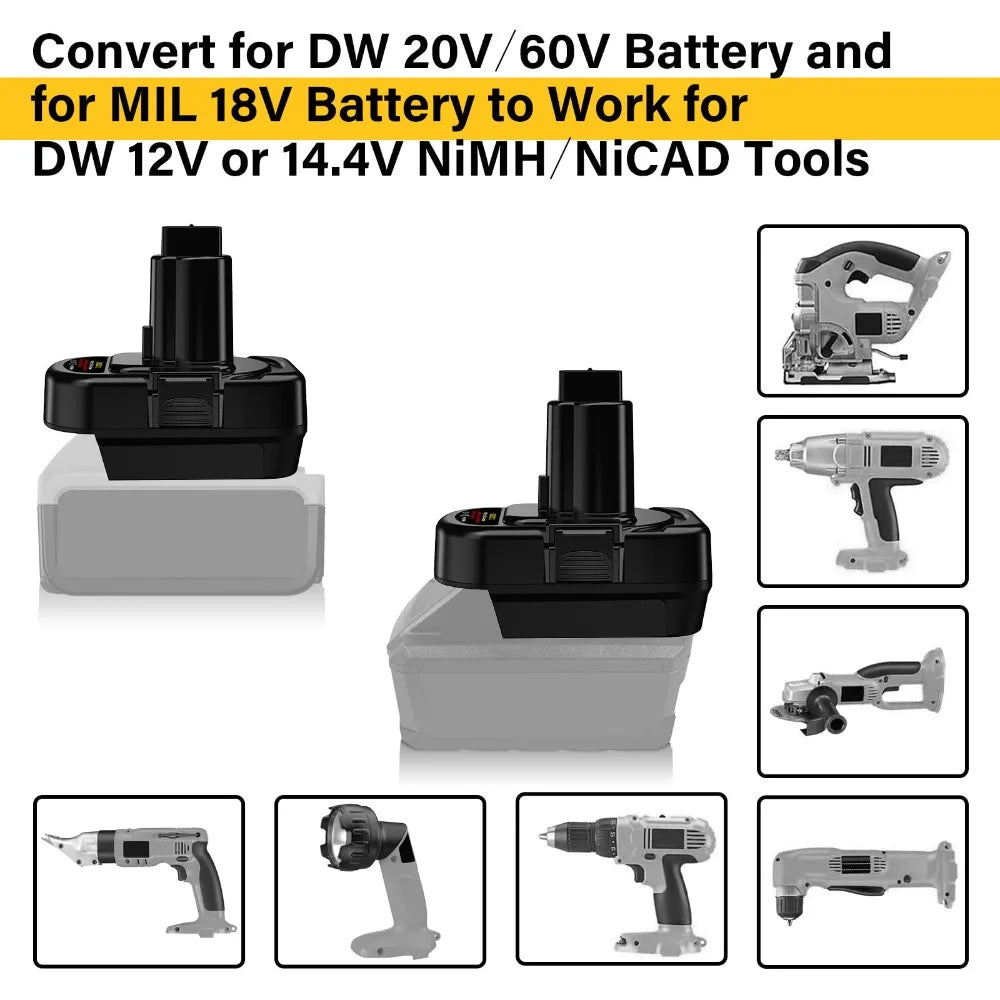 DM20DC12 Battery Adapter for DeWalt 20V for Milwaukee 18V Ba