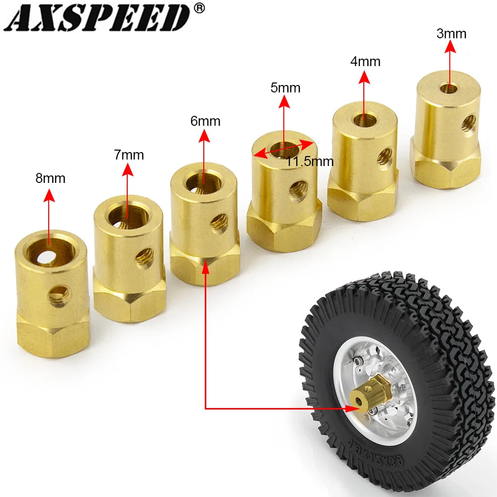 AXSPEED 4PCS Brass Hex Coupling Coupler Wheel Hex Sleeve Ada