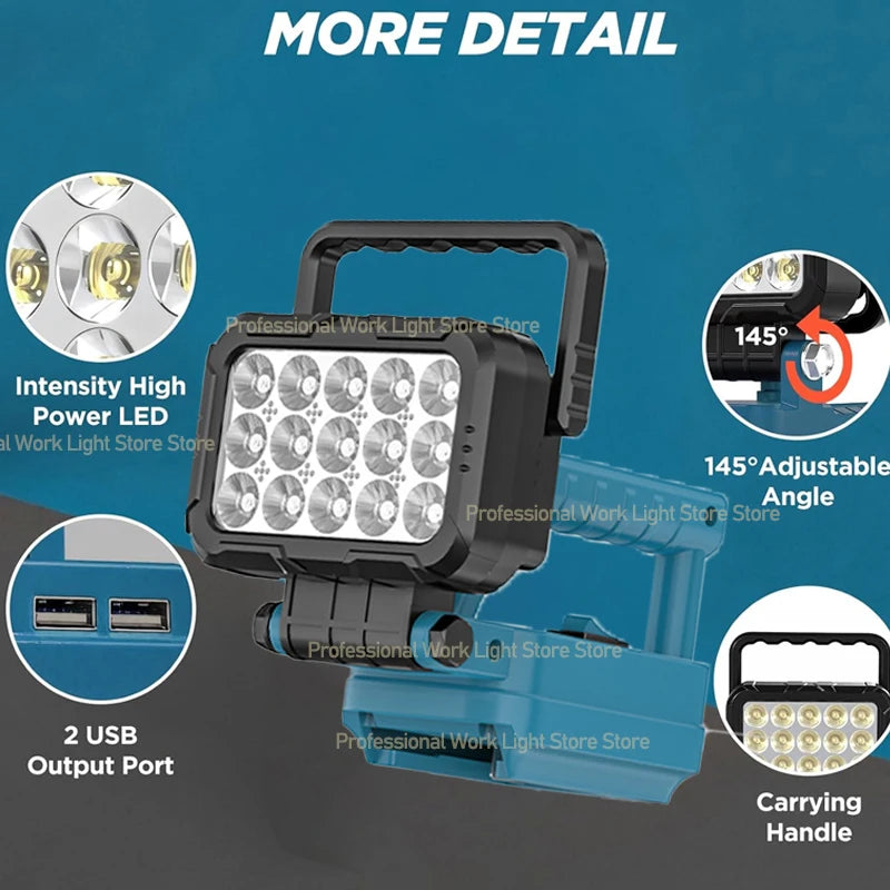 LED Work Light For Makita 18V Battery Cordless Camping Light