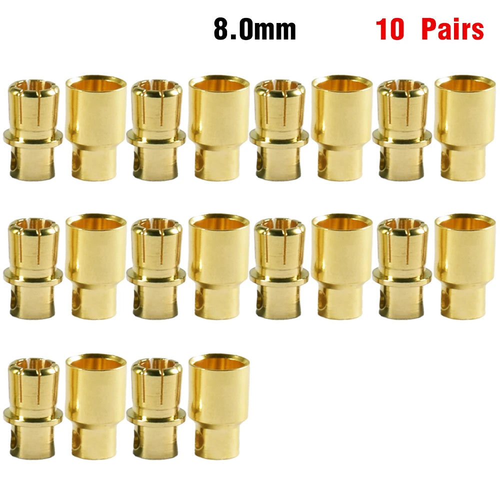 9IMOD 5/10Pair RC Bullet Connectors 2/3/3.5/4.0/5/5.5/6/8mm Male Female Banana Bullet Connector Plug Gold-plated Adapter