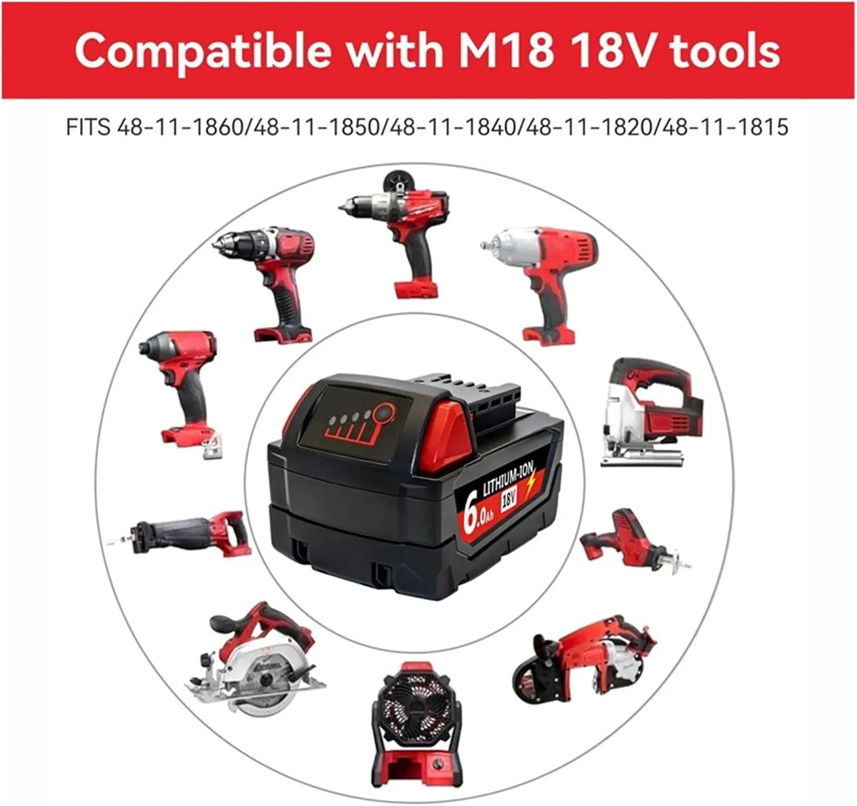 For Milwaukee M18 Power Tool Battery Charger BR XC 18V 6000m